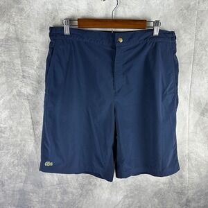 Lacoste Sport Mens Navy Blue Performance Athletic Shorts Size 6 XL Mesh Gusset